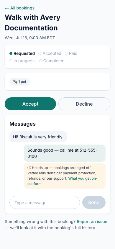 Track and message — screenshot