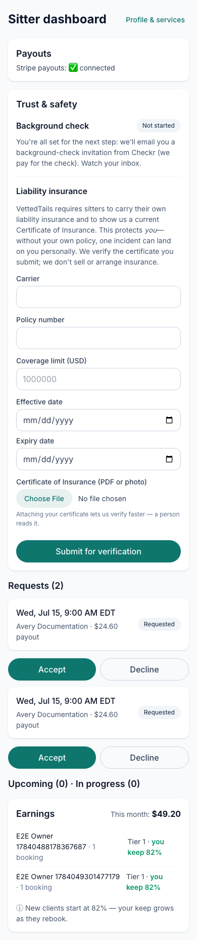 For sitters — screenshot
