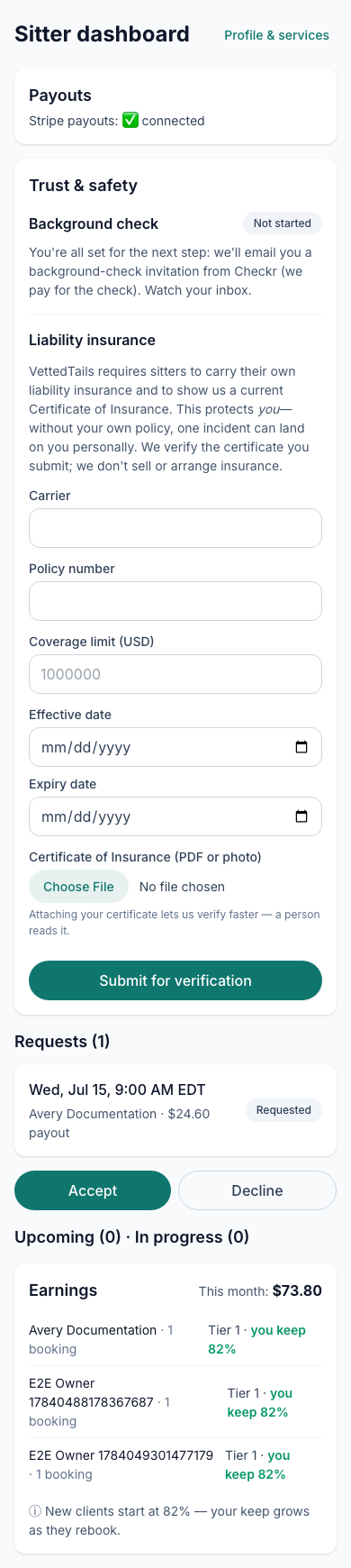 For sitters — screenshot